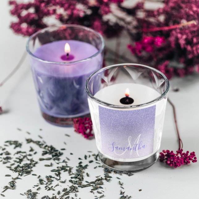 Moderner Lila Glitzer Glitzern Personalisiert Name Quadratischer Aufkleber (Von Creator hochgeladen)