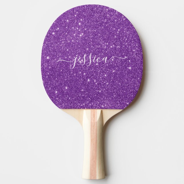 Moderner lila Glitzer Tischtennis Schläger (Vorderseite)
