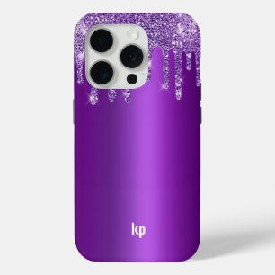 Moderner lila Glitzer-Tropfen auf metallisch lila Case-Mate iPhone Hülle