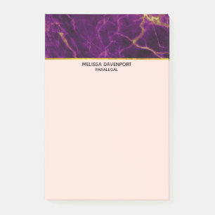 Moderner Lila-Gold-Abstrakter Marmor Post-it Klebezettel