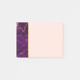 Moderner Lila-Gold-Abstrakter Marmor Post-it Klebezettel
