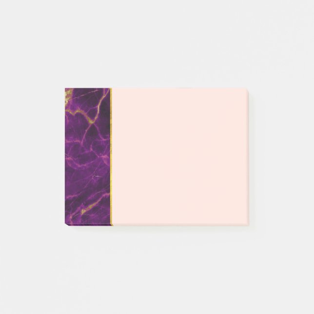 Moderner Lila-Gold-Abstrakter Marmor Post-it Klebezettel (Vorderseite)