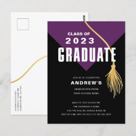Moderner Lila Grad Cap Abschluss Postcard Postkarte