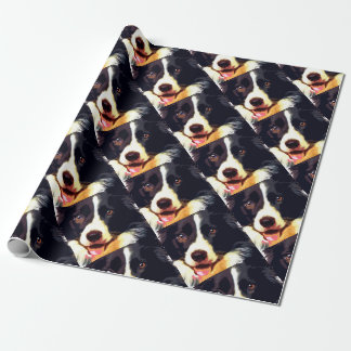 moderner lila Grenzcollie Geschenkpapier