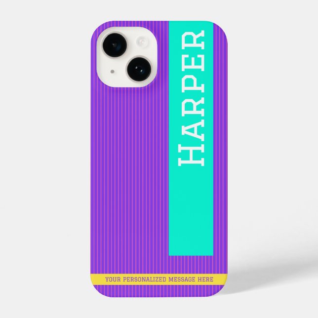 Moderner Lila Personalisierter Name iPhone Case iPhone 14 Hülle (Rückseite)