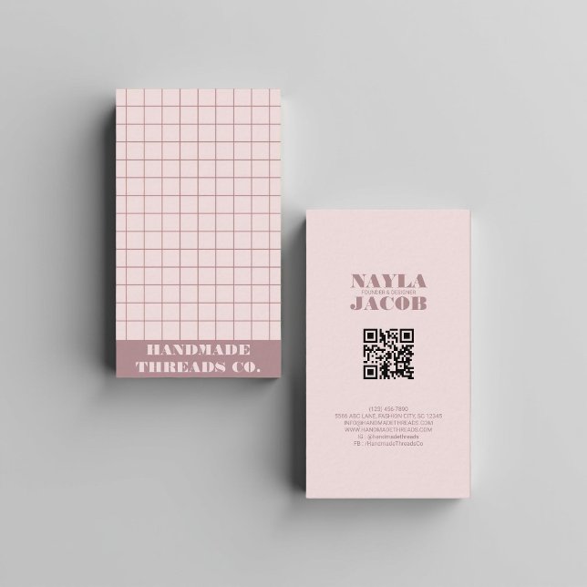 Moderner Lila Prüfmuster QR-Code Visitenkarte (Von Creator hochgeladen)