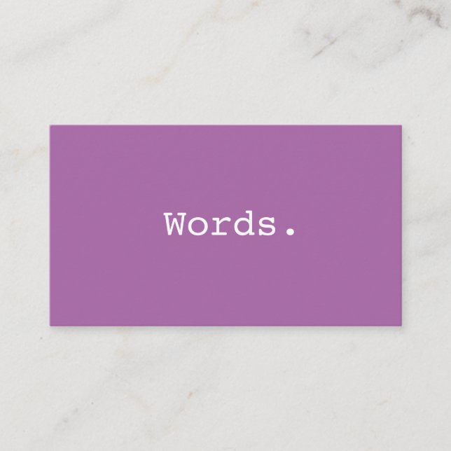 Moderner lila Redakteur für minimalistische Litera Visitenkarte (Vorderseite)
