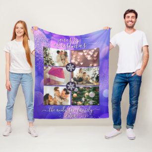 Moderner Lila Rosa Gold Glitzer Frohe Weihnachten Fleecedecke