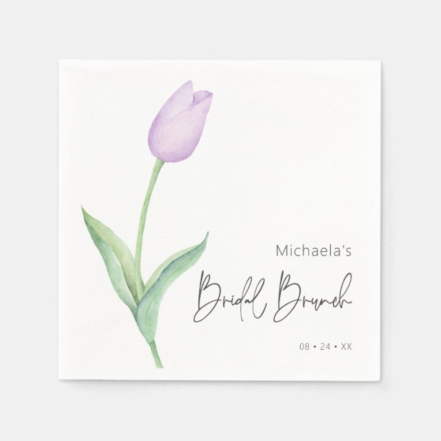 Moderner Lila Tulip Solo Bridal Brunch Cocktail Serviette (Vorderseite)