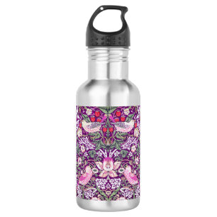 Moderner Lila William Morris Strawberry Thief  Edelstahlflasche