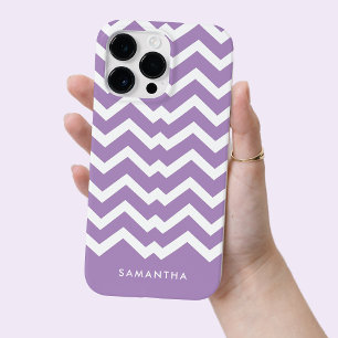 Moderner Lila Zickzack Mustername Personalisiert Case-Mate iPhone 14 Pro Max Hülle