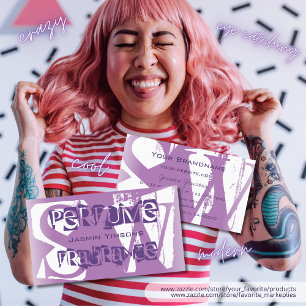 Moderner Lilac-Lila-Weiß-Chic mit Monogramm Visitenkarte