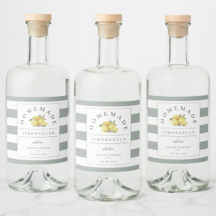 Moderner Limoncello Rustikaler Streifen Alkoholflaschenetikett