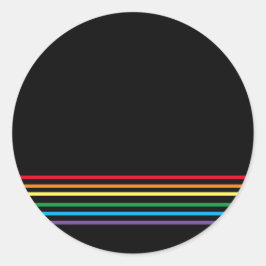 Moderner linearer Regenbogen auf schwarz Runder Aufkleber