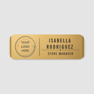 Moderner Logo-Manager mit gebürstetem Gold Namensschild