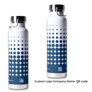 Moderner Logo-Name QR-Code WWW Blau Weiß Halbton Trinkflasche