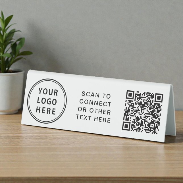 Moderner Logo QR-Code Tischaufsteller (Modern Logo QR Code Table Tent Sign)