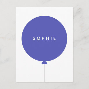 Moderner Luftballon Name Blau Skandinavische Kin Postkarte