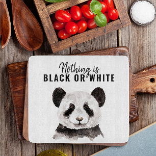 Moderner lustiger Panda Schwarz-Weiß mit Zitat Schneidebrett