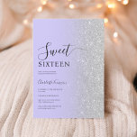 Moderner Luxuriöser Silberlavender Sweet 16 Einladung<br><div class="desc">Feiern Sie Ihre Sweet 16 im Stil mit unserem Chic Luxury Silver Glitzer lila Lavendel Sweet 16 Geburtstag Einladung. Diese elegante Einladung zeichnet sich durch ein hübsches Design mit einem schimmernden Imitat silbernen Glitzer-Hintergrund aus, die eine Touch von Glamour und Eleganz. Der sanfte Farbverlauf fügt den Glitzer nahtlos in eine...</div>