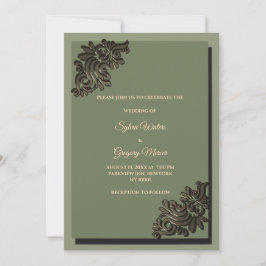 Moderner Luxury Earth Ton Sage Green & Gold Classi Einladung