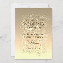 Moderner Luxus Elegante Gold Floral Lace Hochzeit