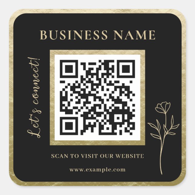 Moderner Luxus Golden Beruflich Business QR Code Quadratischer Aufkleber (Vorderseite)