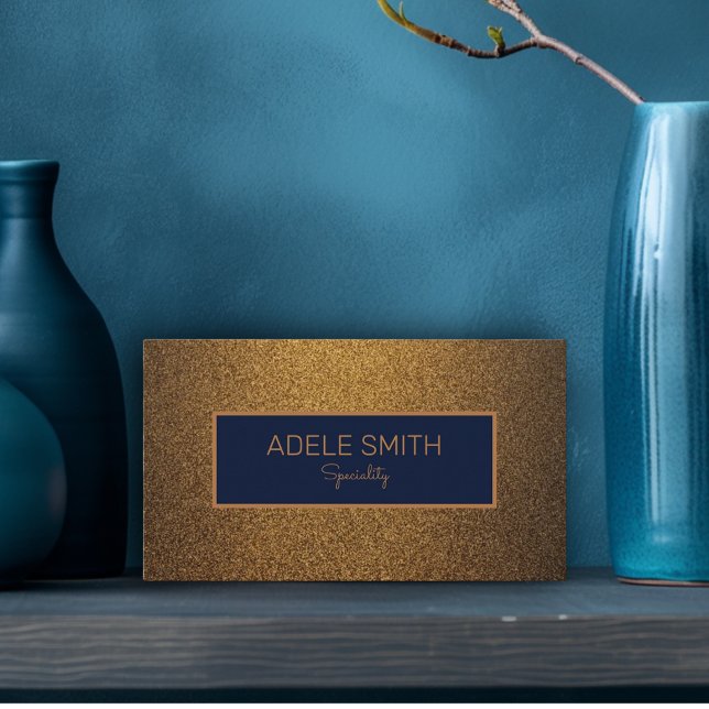Moderner Luxus-Kupfergold Mitternachtsblauer Rahme Visitenkarte (Luxury design: copper gold background, midnight blue frame )