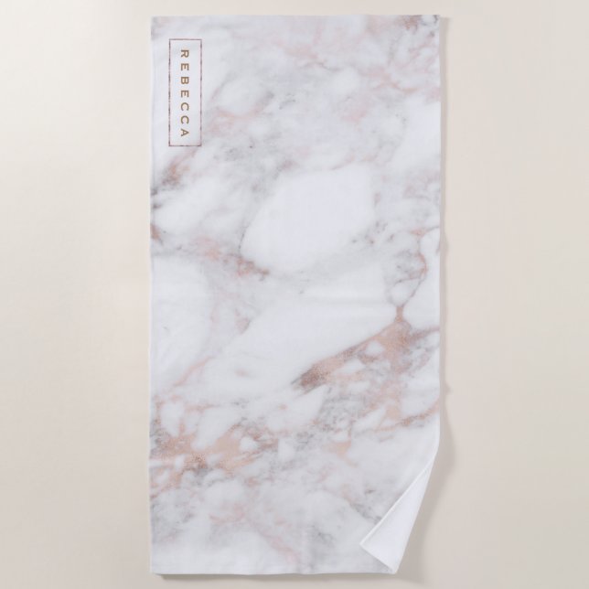 Moderner Luxus-Rose-Gold-Marmorstein Strandtuch (Vorderseite)
