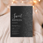 Moderner Luxus Schwarzer Glitzer Sweet 16 Einladung<br><div class="desc">Feiern Sie Ihre süße 16 im Stil mit unserem schicken Luxus Black Glitzer Ombre Sweet 16 Geburtstag Einladung. Dieses elegante Einladungs-Hotel zeichnet sich durch ein hübsches Design mit einem schimmernden Imitat schwarzen Glitzer-Hintergrund aus, der eine Touch von Glamour und Eleganz. Der sanfte Farbverlauf fügt den Glitzer nahtlos in eine glatte,...</div>