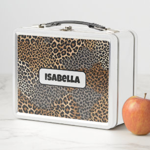Moderner Luxus Weißer Leopard Elegante Collection Metall Brotdose