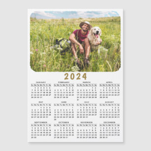 Moderner Magnetischer Foto-Kalender 2024 Schwarz-w Magnetkarte