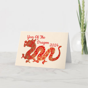 Moderner Mandala Dragon 2024 Chinesisches Neujahr Karte