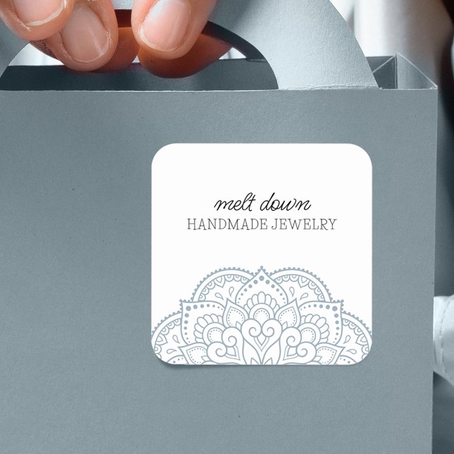 Moderner Mandala Handmade Schmuck Quadratischer Aufkleber (Modern Mandala Handmade Jewelry Square Sticker)