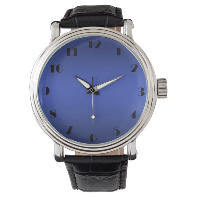 Moderner marineblauer Farbverlauf Wasserfarben Gal Armbanduhr (Vorderseite)