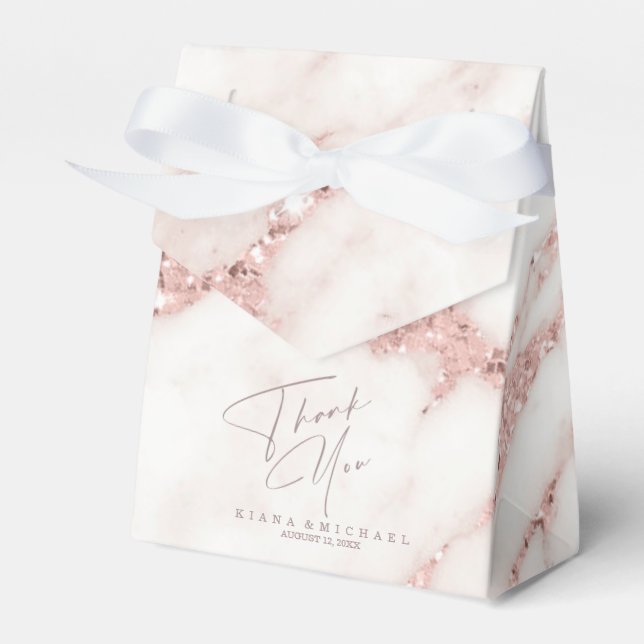 Moderner Marmor Glitzer Vielen Dank Rose Gold ID81 Geschenkschachtel (Vorderseite)