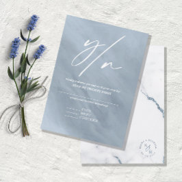 Moderner Marmor Glitzer Wedding Dusty Blue V2 ID81 RSVP Karte