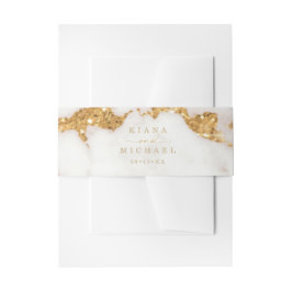 Moderner Marmor-Glitzer Wedding Gold ID816 Einladungsbanderole