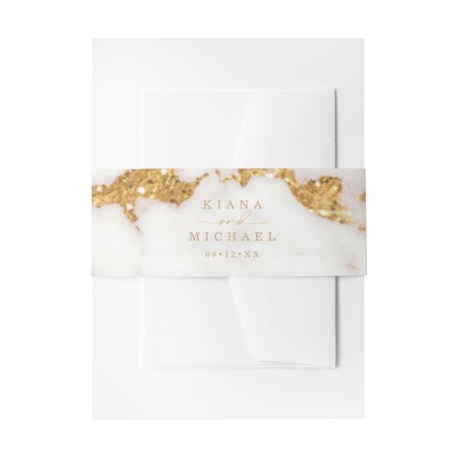 Moderner Marmor-Glitzer Wedding Gold ID816 Einladungsbanderole (Vorderseite Beispiel)