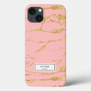 Moderner Marmor mit Imitat Gold iPhone 13 Hülle