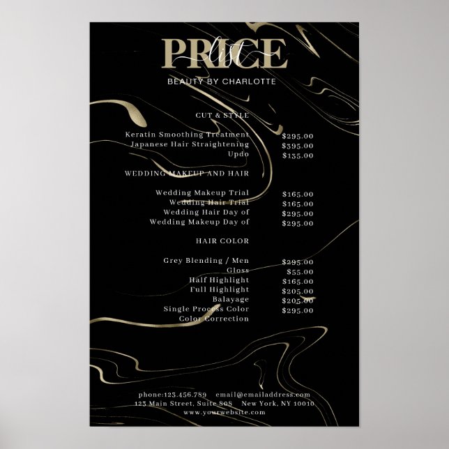 Moderner Marmor-Preisliste Poster (Vorne)
