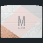 Moderner Marmor, Rosengold, Grau und erröten Rosa iPad Hülle<br><div class="desc">Modernes Imitat marmort,  Rosengold,  Grau und errötet rosa Entwurf. Mit Raum für einen Namen. Hintergrundfarbe und Textfarbe können geändert werden. Teil einer modernen Sammlung.</div>