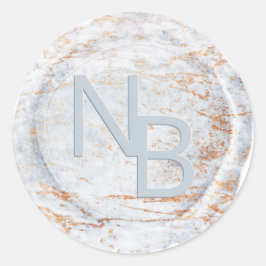 Moderner Marmorkleber Mit Monogramm Wax Siegel Runder Aufkleber