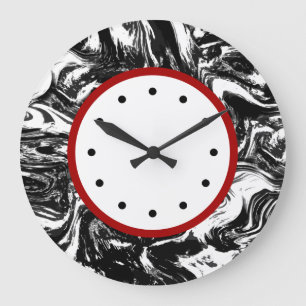 Moderner Marmorschwarz und Weiß-Trendy Große Wanduhr