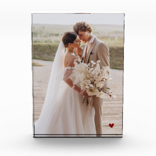 Moderner Maroon Heart Keepake Foto Block