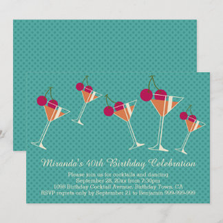Moderner Martini-Cocktail 40. Geburtstag Party Einladung