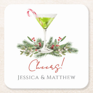 Moderner Martini und Mistelzweig Lebkuchencocktail Rechteckiger Pappuntersetzer