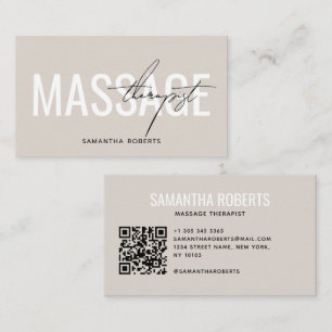 Moderner Masseur QR Code beige Visitenkarte