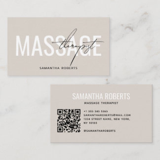 Moderner Masseur QR Code beige Visitenkarte