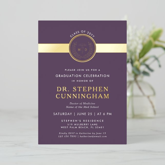 Moderner MD Doktor der Medicine Med School Abschlu Folieneinladung (Stehend vorne)